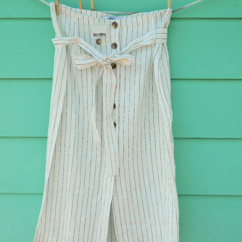 NWT Forever 21 Striped Button Linen Maxi Skirt